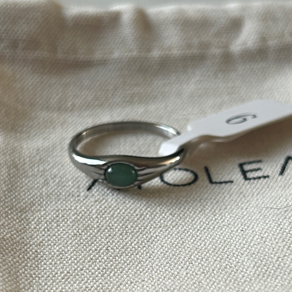 Atolea Beachwear Silver Green Stone Ring Size 9